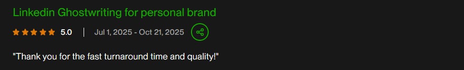 Sean LinkedIn Ghostwriting testimonial